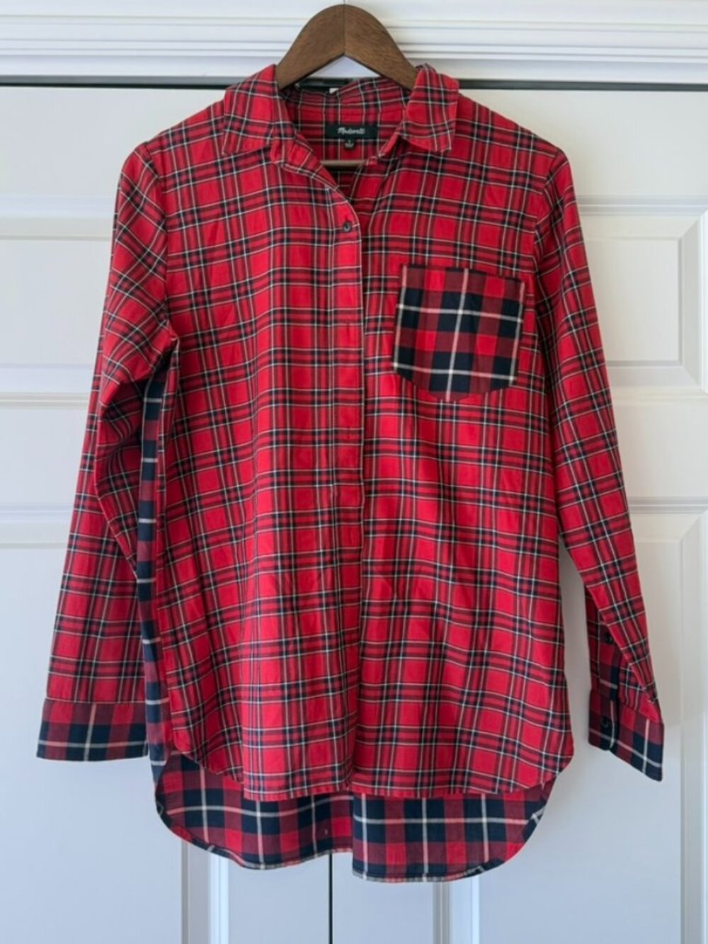 Madewell Flannel Shirt in Red Multi-Plaid — Size S